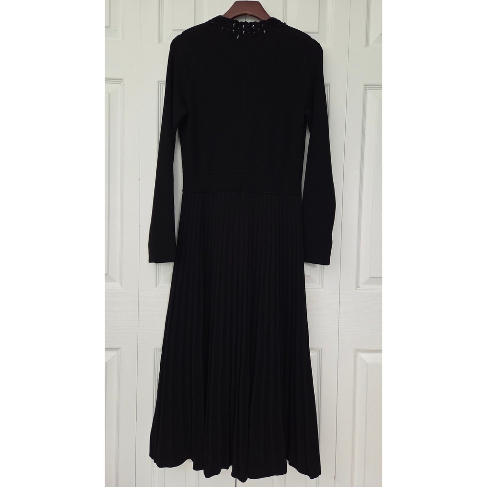 Elie Tahari The Erika Sweater Dress Knit Pleated Womens M Black NWOT $325 - Picture 5 of 8